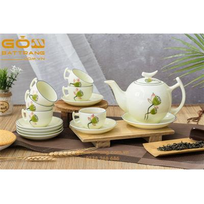 Ấm chén gốm sứ Bát Tràng vẽ tay cao cấp