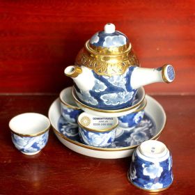Ấm chén Bát Tràng giả cổ Long Ẩn bọc đồng