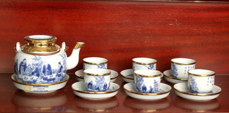 Bộ ấm chén giả cổ cao cấp với đầy đủ phụ kiện