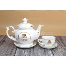 Ấm chén in logo Bát Tràng quà cho doanh nghiệp