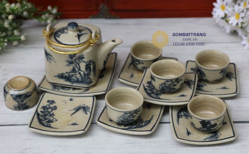 Bộ ấm chén men rạn đầy đủ đảm bảo phục vụ hoàn hảo nhu cầu của người sử dụng