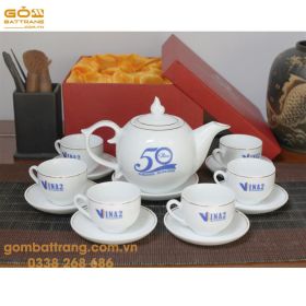 Ấm chén quà tặng in logo bát tràng giá rẻ