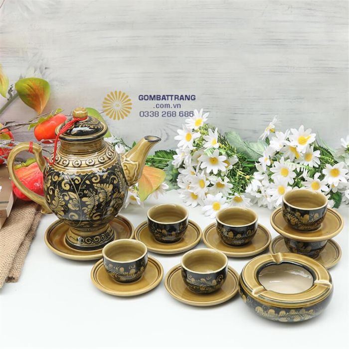 Ấm Chén Uống Trà Bát Tràng Cổ Điển Cao Cấp