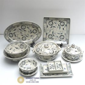 Bát Đĩa Bát Tràng Đẹp Men Rạn Giả Cổ Cao Cấp