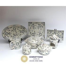 Bát Đĩa Bát Tràng Giả Cổ Hoa Văn Sang Trọng