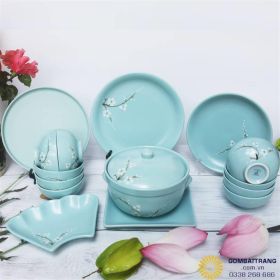 Bát đĩa Bát Tràng giả cổ trang trí tủ sang trọng