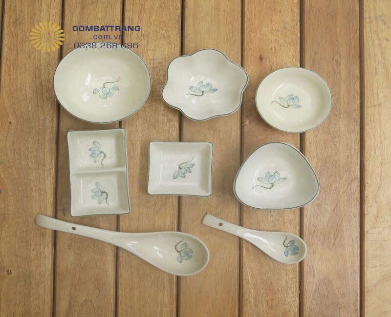 Bộ bát đĩa bát tràng chính hãng, quà tặng tân gia phù hợp