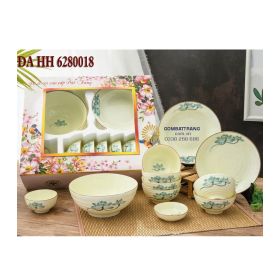 Bát đĩa bát tràng xuất khẩu- Họa tiết hoa sen thanh tao