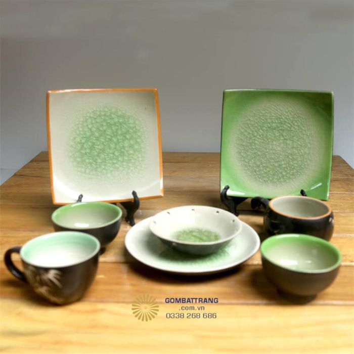 Bát Đĩa Gốm Sứ Bát Tràng Hoa Văn Sang Trọng