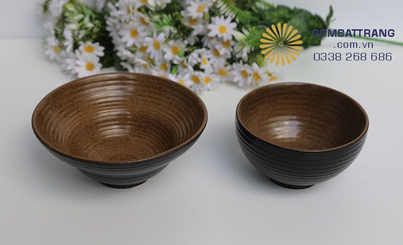 Ảnh chi tiết bát cơm và tô yêu bát đĩa nhà hàng cao cấp gốm Bats Tràng