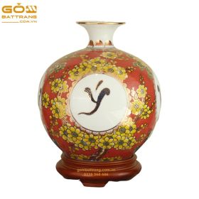 Bình hút lộc dát vàng Tinh hoa gốm Bát Tràng