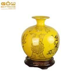 Bình hút lộc men rạn vẽ vàng sang trọng