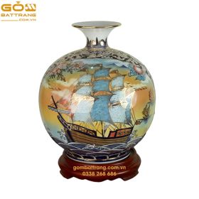 Bình hút lộc vẽ vàng chim công