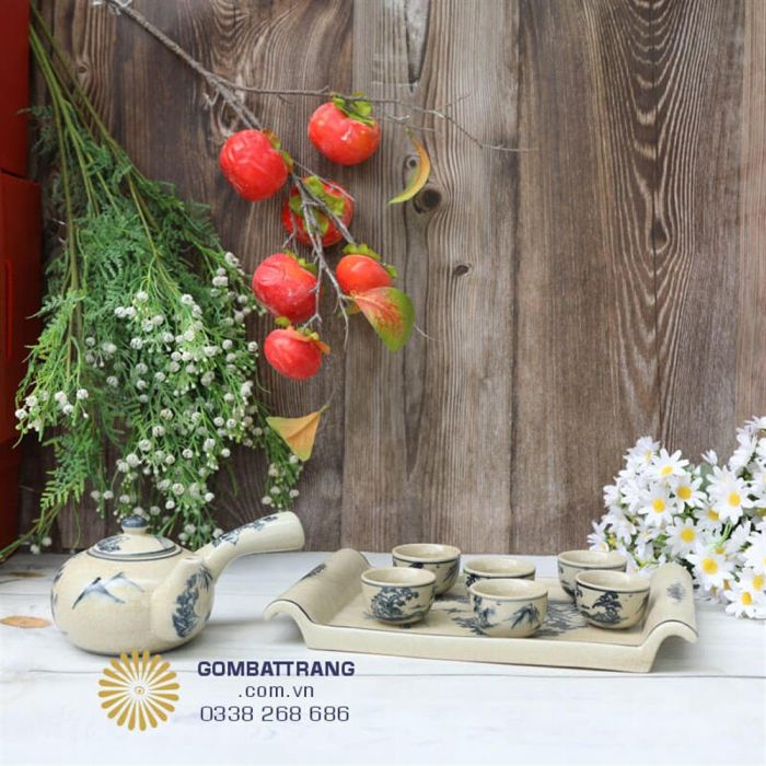 Bộ ấm chén Bát Tràng HULA25 1733