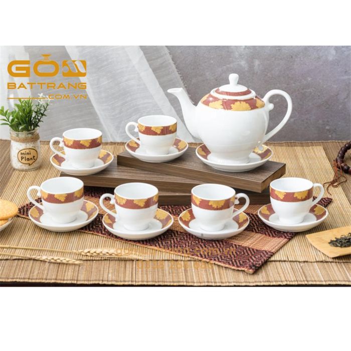 Bộ ấm chén Bát Tràng đẹp sang trọng