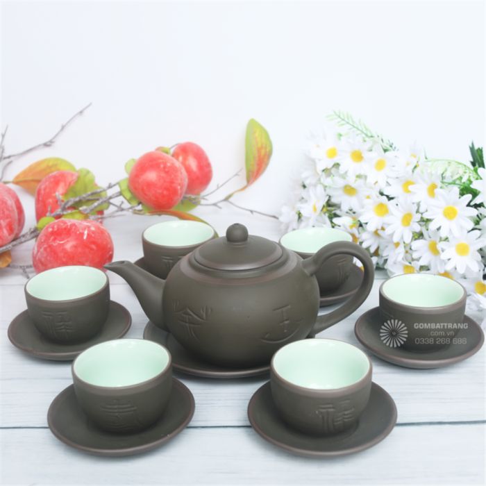 Bộ ấm chén Bát Tràng giả cổ sang trọng