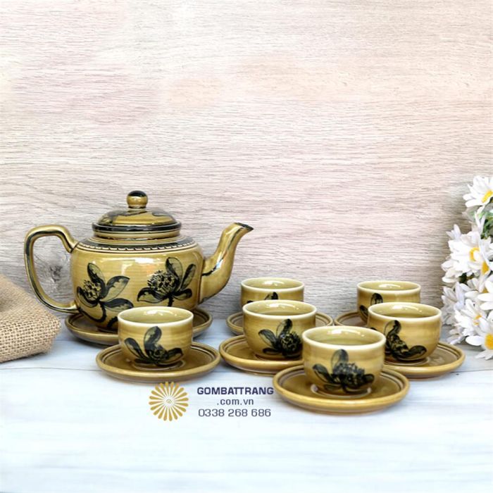 Bộ Ấm Chén Bát Tràng Hoa Sen Cao Cấp Giá Rẻ