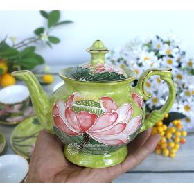 Bộ ấm chén Bát Tràng trắng thuận buồm xuôi gió