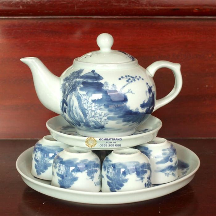 Bộ ấm chén gốm Bát Tràng GTTHU4280@360