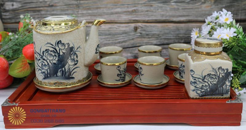 Bộ ấm chén men rạn Hoa Sen - Tinh hoa gốm sứ Việt