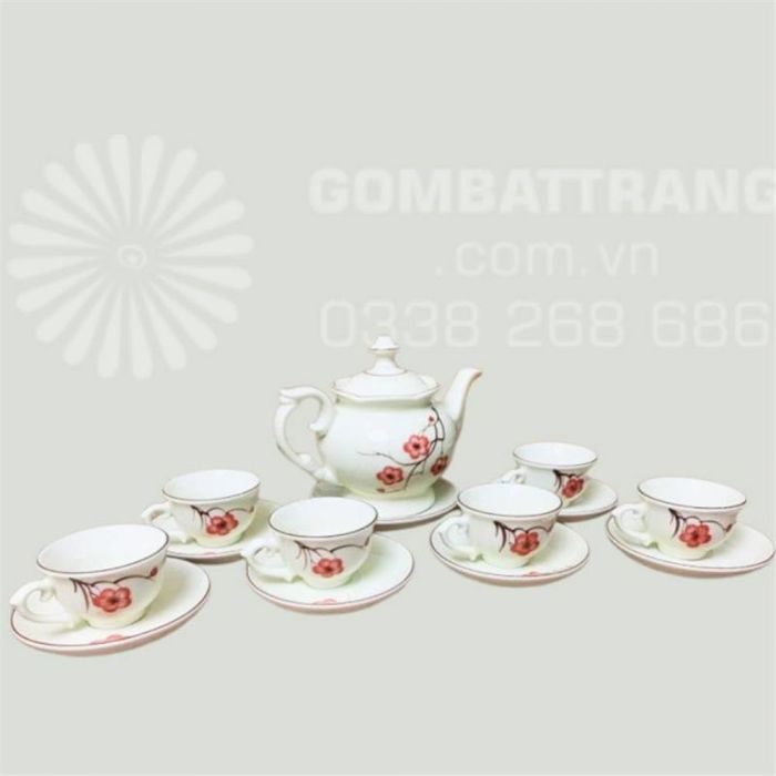 Bộ ấm chén pha trà Phú quý hoa đào trang trí đẹp rẻ