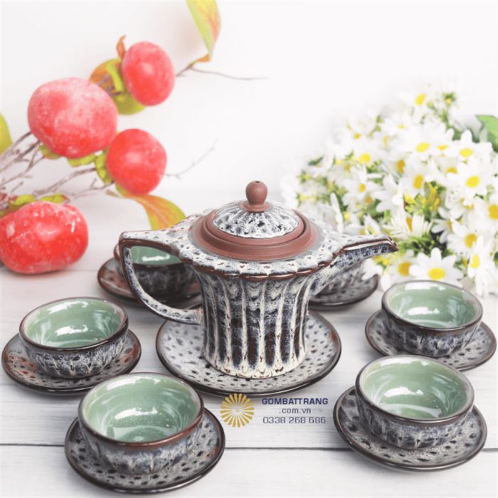 Bộ ấm chén tử sa dáng bát giác