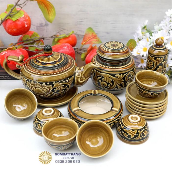 Bộ ấm chén uống trà Bát Tràng cao cấp