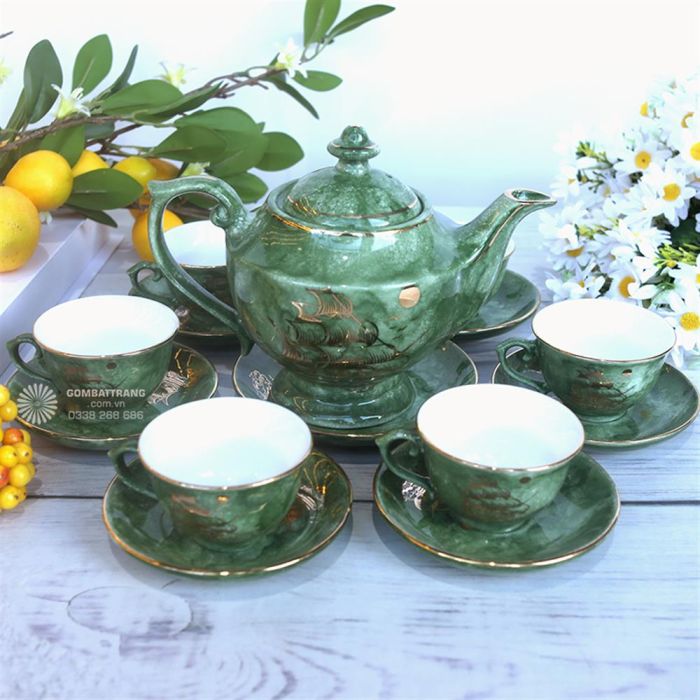 Bộ ấm trà Bát Tràng Thuận Buồm Xuôi Gió rẻ đẹp
