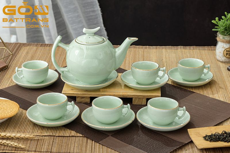 Bộ ấm chén Bát Tràng cao cấp, sang trọng tinh tế