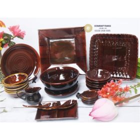 Bộ bat dia Bát Tràng 11 món decor tối giản