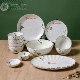 Bộ bát đĩa Bát Tràng 11 món in logo