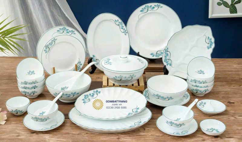 Bộ bát đĩa bát tràng 11 món – men trắng sáng, chống xước.