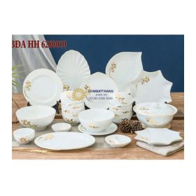 Bộ bát đĩa bát tràng- Đĩa dáng lá nghệ thuật đẹp
