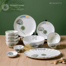 Bộ bát đĩa Bát Tràng cao cấp in logo