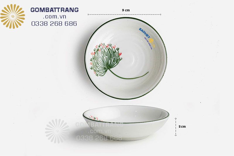 Ảnh chi tiết đĩa muối tiêu vẽ hoa Bồ Công Anh