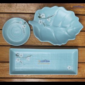 Bộ bát đĩa Bát Tràng xanh ngọc cao cấp
