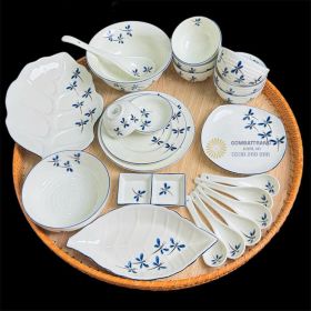 Bộ bát đĩa đẹp Bát Tràng chuồn chuồn gốm sứ quà tặng
