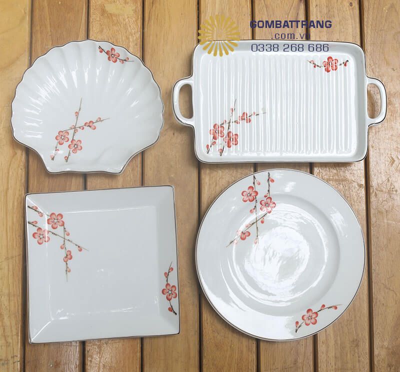 Bộ bát đĩa đẹp cao cấp gốm Bát Tràng chính hãng