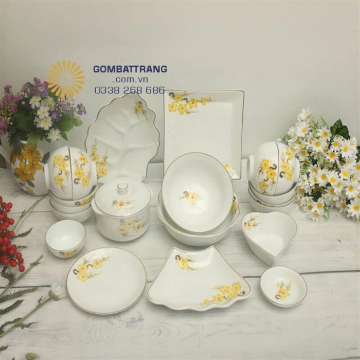 Bộ bát đĩa gốm sứ bát tràng cao cấp