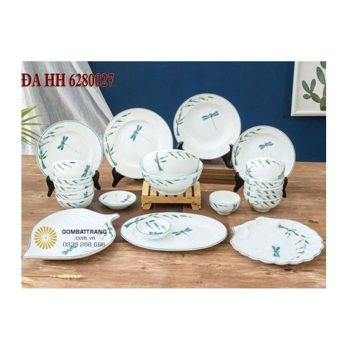 Bộ bát đĩa gốm sứ bát tràng-Sứ cao cấp chống xước, an toàn