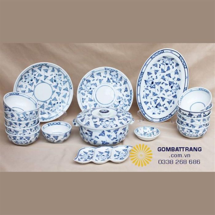 Bộ bát đĩa nghệ thuật Bát Tràng đẹp chuẩn nhà hàng
