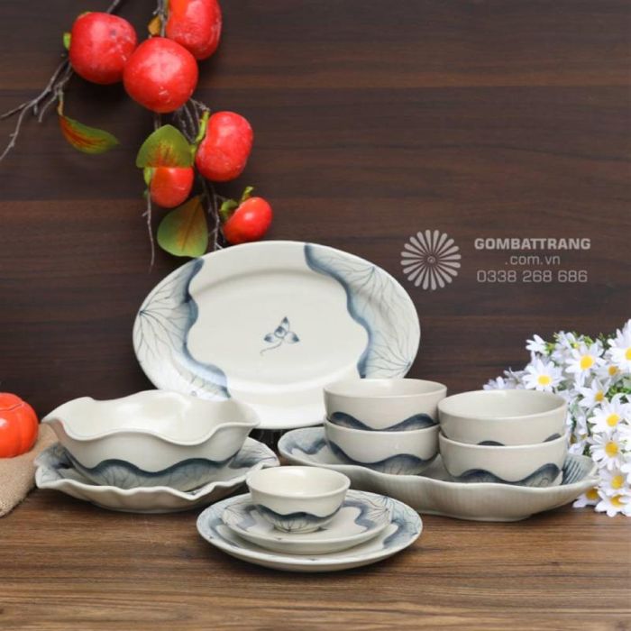 Bộ bát đĩa sang trọng Bát Tràng mang phong cách Việt
