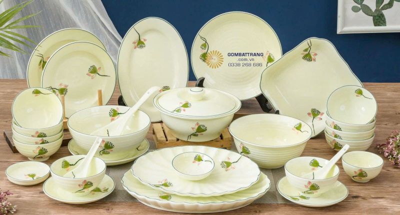 Bộ chén đĩa cao cấp bát tràng – sắc xuân rực rỡ.