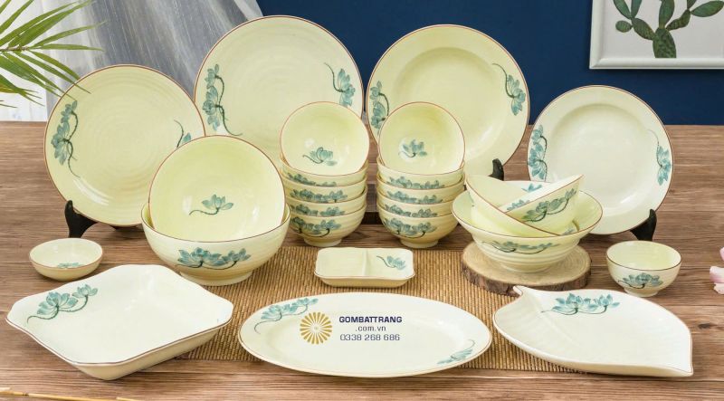 Bộ chén đĩa cao cấp bát tràng – set đầy đủ tiện lợi.
