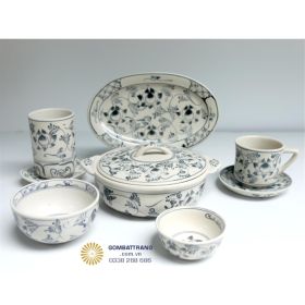 Bộ Chén Dĩa Gốm Bát Tràng Hoa Sen Đẹp Độc