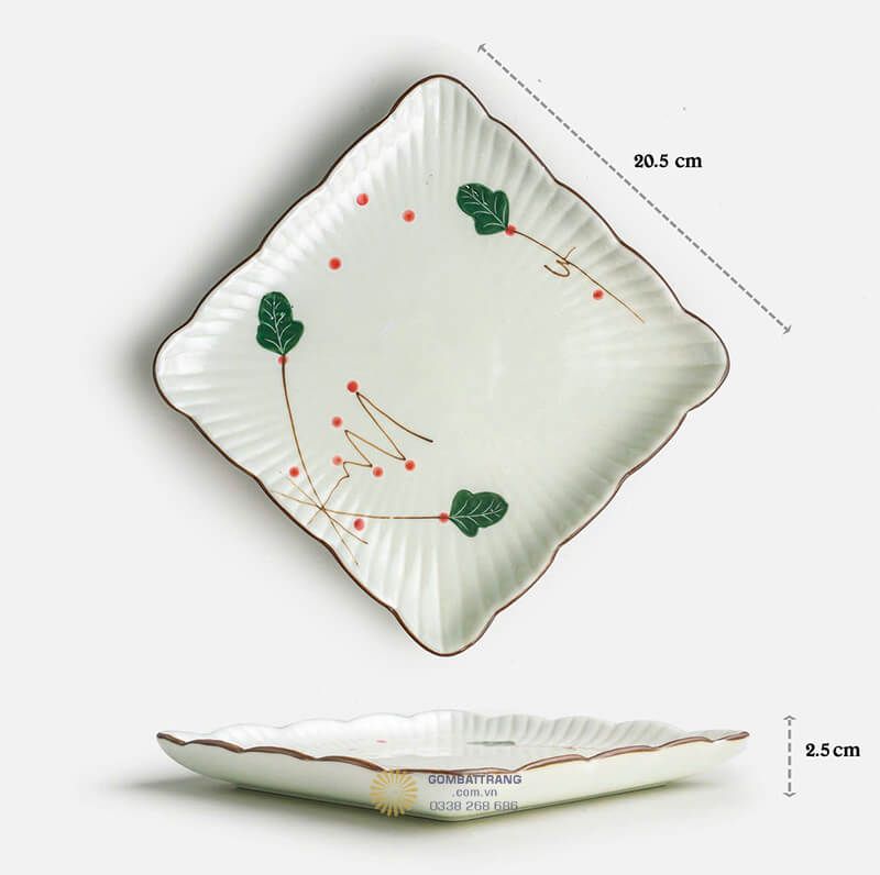 Bộ chén dĩa gốm bát tràng hoa xương rồng được thiết kế trọn vẹn với đầy đủ các món đồ phục vụ bữa cơm gia đình