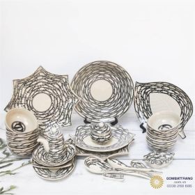 Bộ chén dĩa gốm cao cấp họa tiết cổ điển
