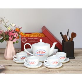 Bộ quà tặng doanh nghiệp in logo lên ấm chén