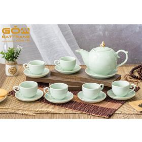 Bộ tách trà Bát Tràng kẻ chỉ vàng giá rẻ
