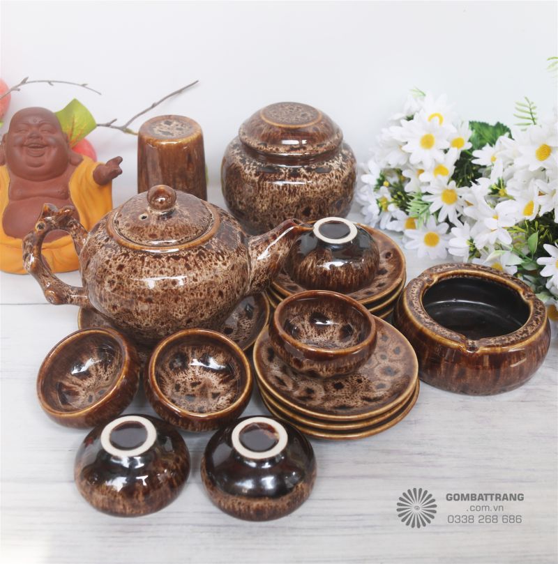 Trọn bộ tách trà nâu trầm cổ điển